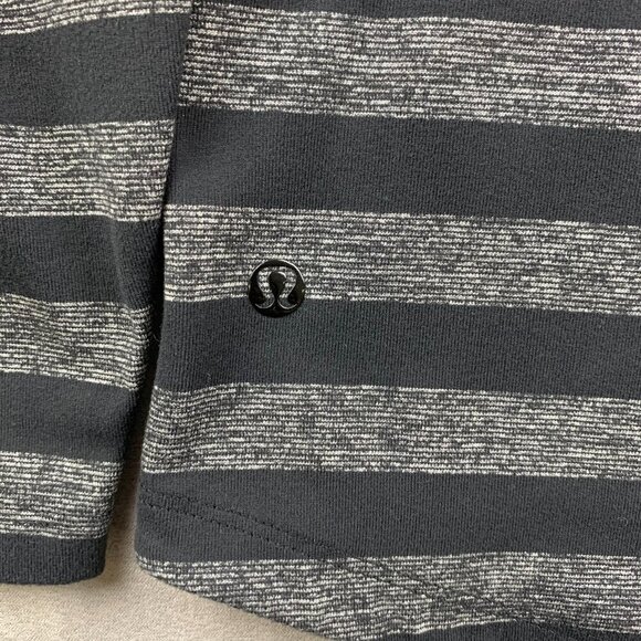 Lululemon Mens Pullover Large Black Gray Striped 1/4 Zip Lightweight Performance - Picture 6 of 6